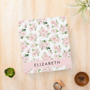 Classeur Fleurs roses, Roses, Fleurs Aquarelles, Votre Nom