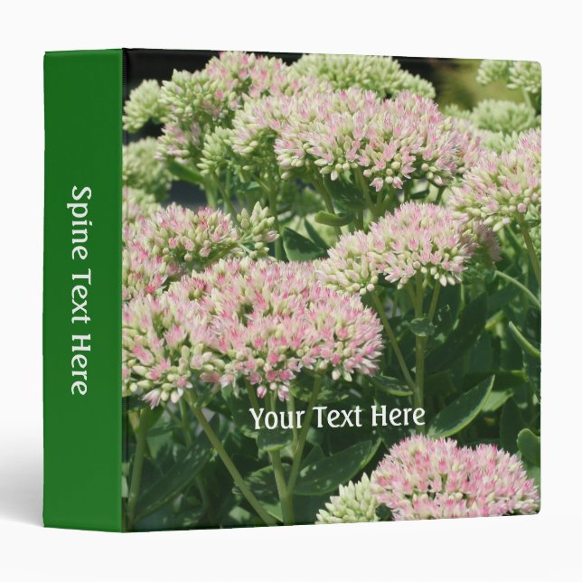 Classeur Fleurs roses Sedum Nature Personnalisée (Devant/Côté)