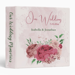 Classeur fleurs roses vert feuille album photo mariage