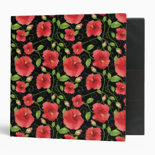 Classeur Fleurs rouges colorées de ketmie sur le noir