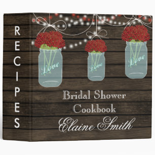 Classeur Fleurs rouges en bois d'écorce Mason Jar Dossier d