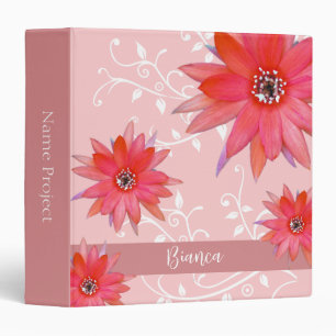 Classeur Fleurs Rouges Fantaisistes Feuilles Tourbillonnant