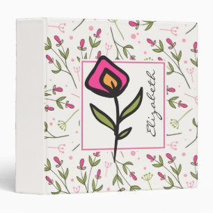 Classeur Fleurs sauvages à longue tige rose et vert Personn