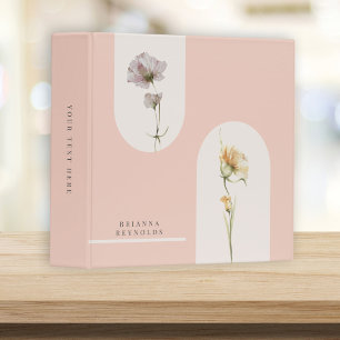 Classeur Fleurs sauvages Boho modernes simples sur Rose dou