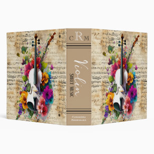 Classeur Fleurs sauvages colorées   Musique pour violon ave