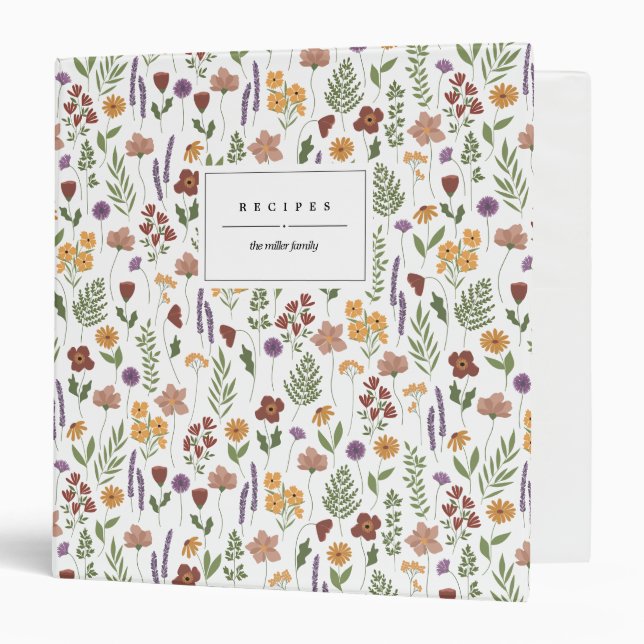 Classeur Fleurs sauvages Illustré Personnalisé 3 Cercles Cl (Devant/Intérieur)