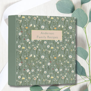 Classeur Fleurs sauvages jaunes et blanches vert sauge Rece
