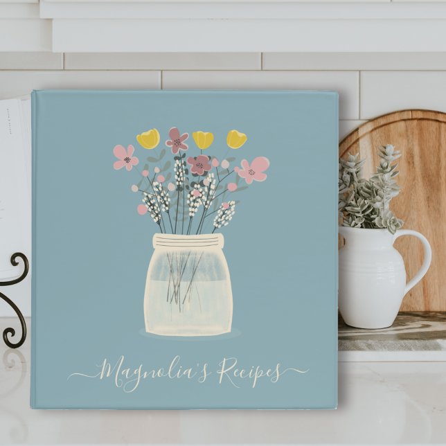 Classeur Fleurs sauvages Mason Jar Nom du script Recette (Créateur téléchargé)