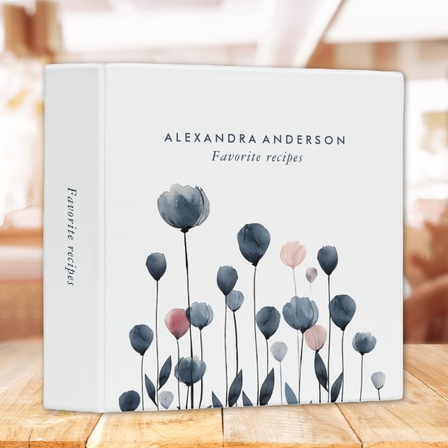 Classeur Fleurs sauvages minimaux d'aquarelle modernes (Modern Minimal Watercolor Wildflowers 3 Ring Binder)
