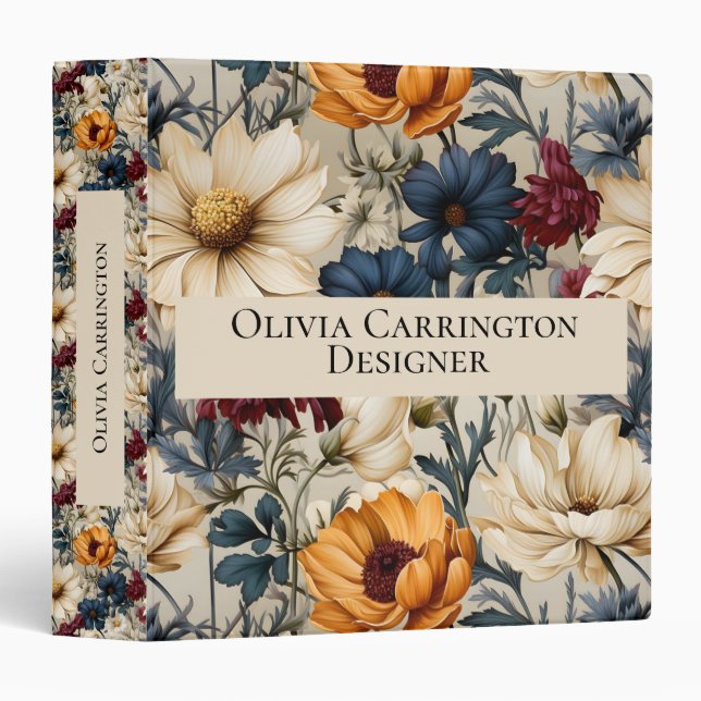 Classeur Fleurs sauvages personnalisées (Devant/Côté)
