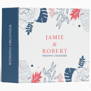 Classeur Fleurs tropicales et cadre mariage feuille
