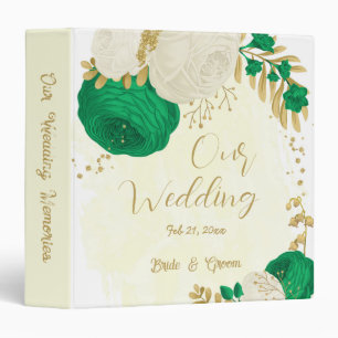 Classeur fleurs vertes et blanches or mariage photo album
