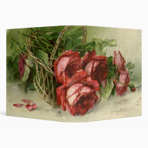 Classeur Fleurs victoriennes vintage, roses rouges