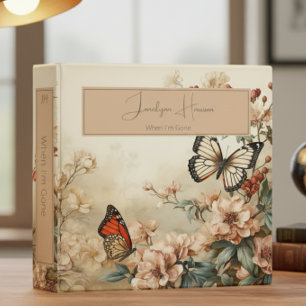 Classeur Fleurs vintages et papillons Planificateur de fin