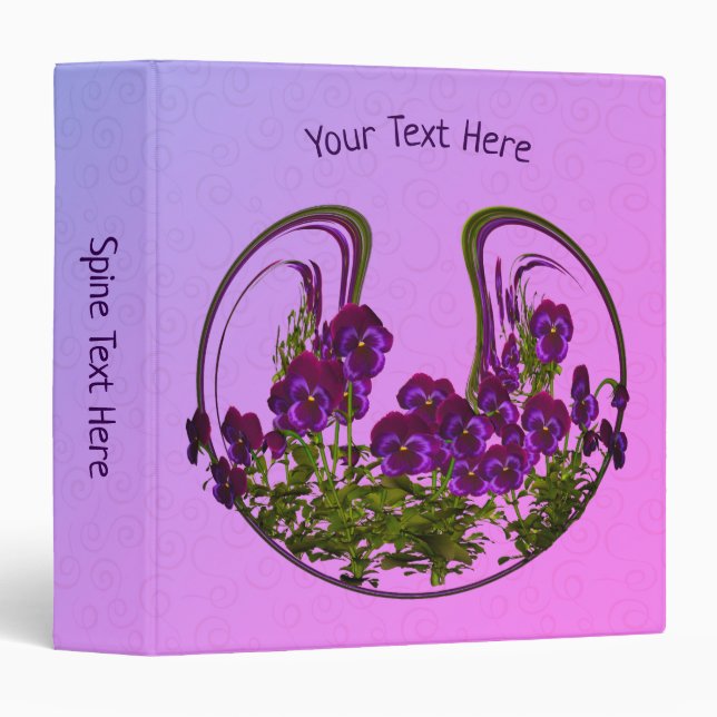 Classeur Fleurs violettes Abstraites Art Personnalisé (Devant/Côté)