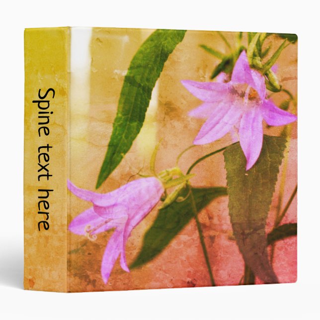 Classeur Fleurs violettes délicates Art Personnalisé (Devant/Côté)