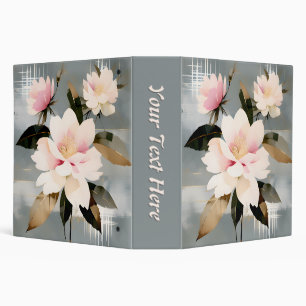Classeur Fleurs Wabi Sabi Rose et Blanc Abstraites