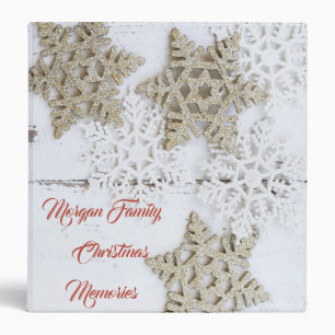 Classeur Flocons de Noël sur texture de bois