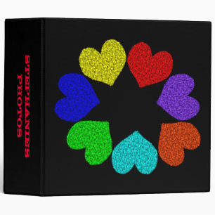Classeur Floral Arc-en-ciel Coeurs d'amour Personnalisé Alb