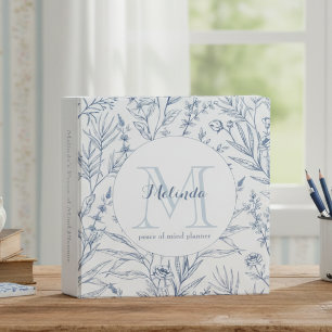 Classeur Floral Blanc Bleu Traditionnel Planificateur de fi