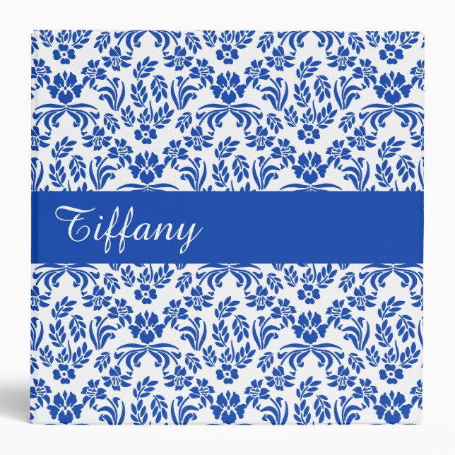Classeur floral bleu et blanc de coutume de motif (Devant)
