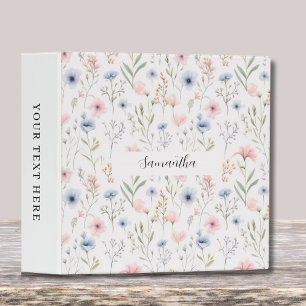 Classeur Floral bleu rose personnalisé