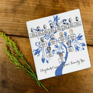 Classeur Floral Blue Silhouette Family Tree Photos