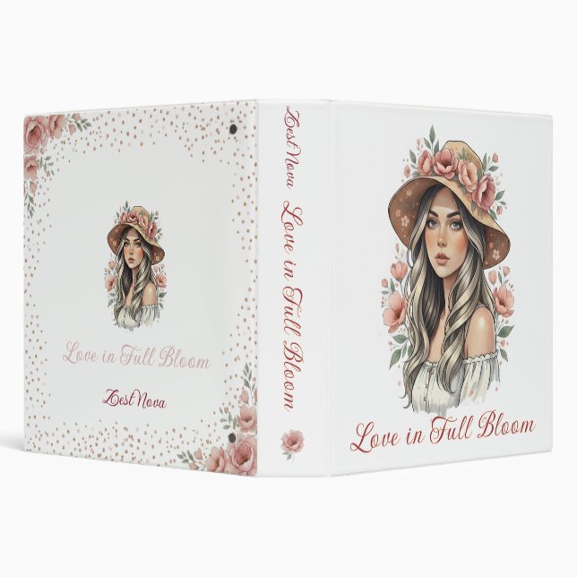 Classeur Floral Boho Girl Custom Name Binder (Arrière-plan)