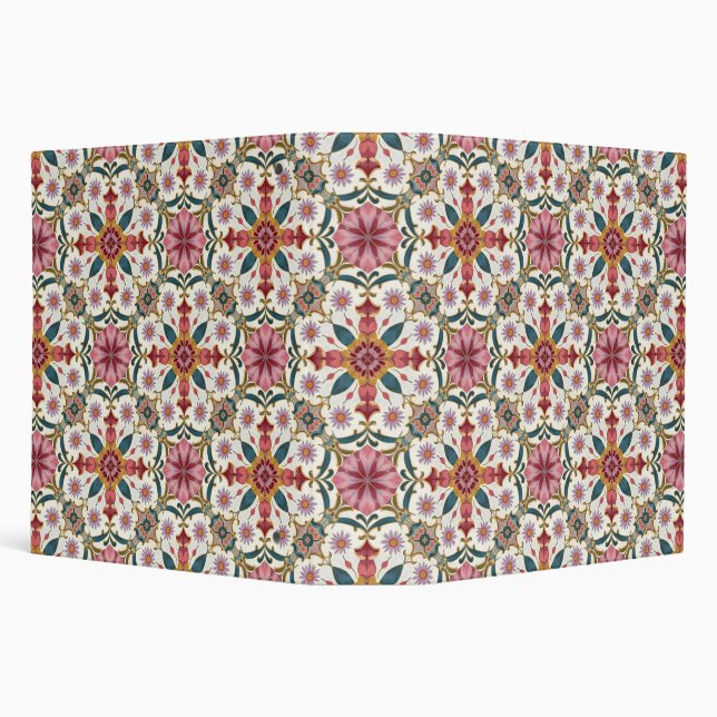 Classeur Floral Boho Pattern in Red, Pink & Teal (Arrière-plan)