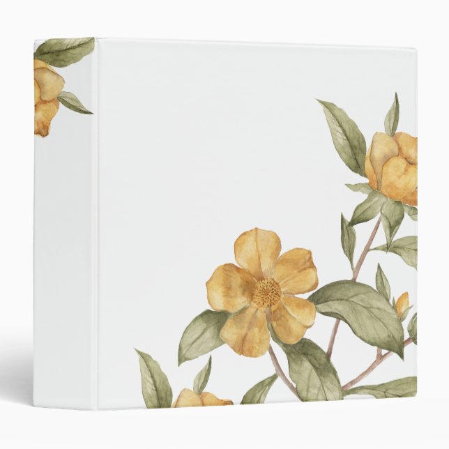 Classeur floral botanique d'aquarelle élégante (Devant/Côté)