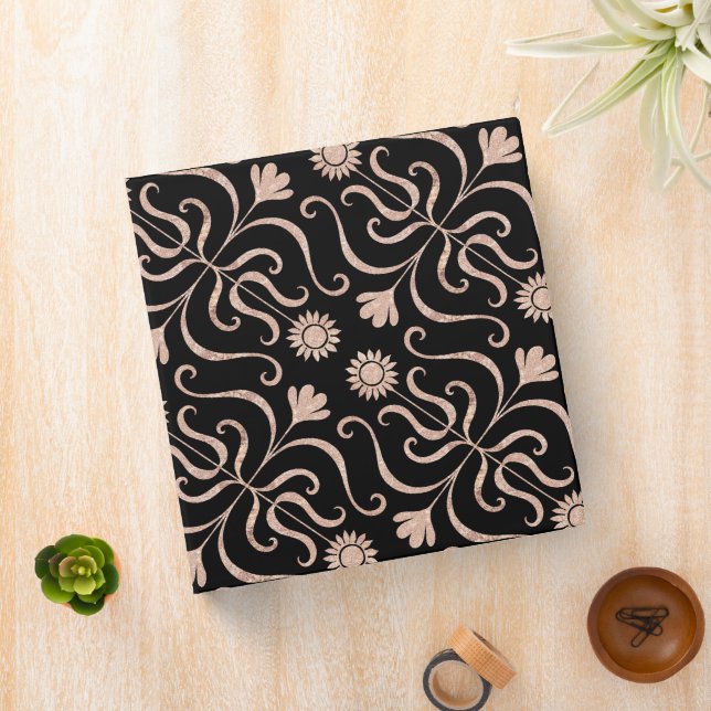 Classeur Floral Damask Black & Rose Gold Parties scintillan (In Situ)