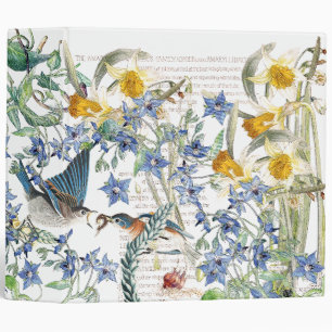 Classeur floral de faune d'oiseaux d'oiseau bleu