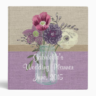 Classeur floral de mariage de toile de jute de