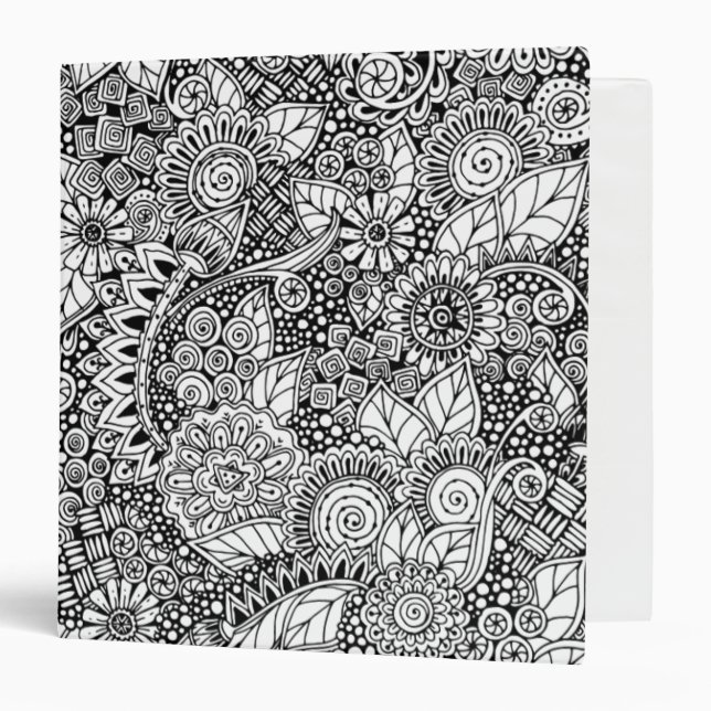 Classeur Floral ethnique inspiré (Devant/Intérieur)