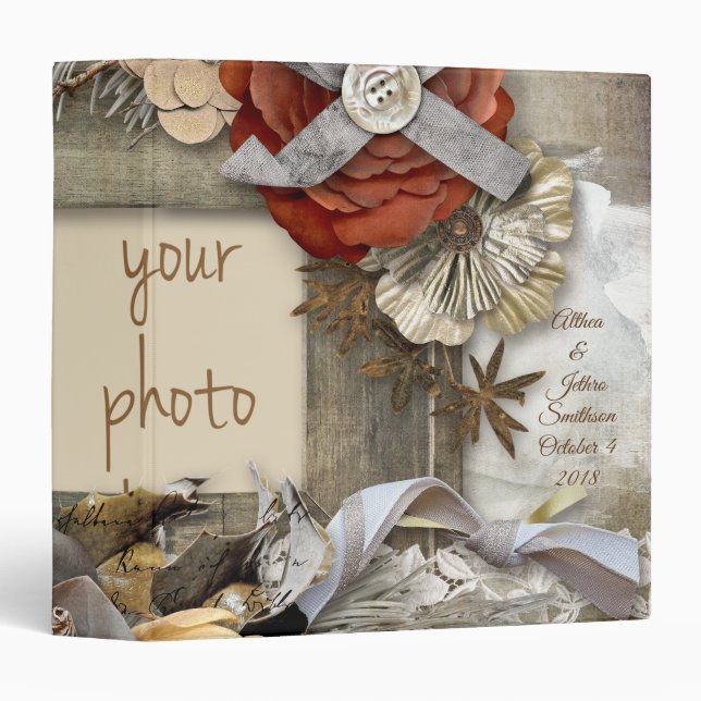 Classeur floral fleuri d'album photos d'album à (Devant/Côté)