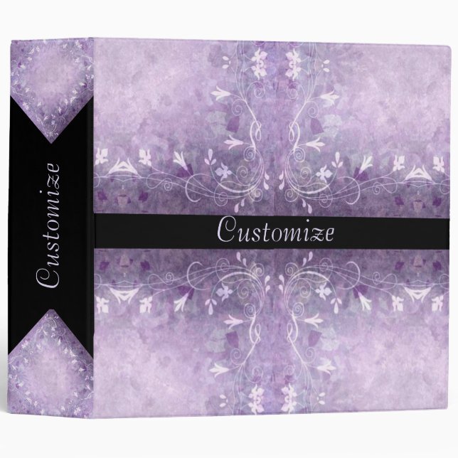 Classeur floral mauve en pastel mou de motif (Devant/Côté)