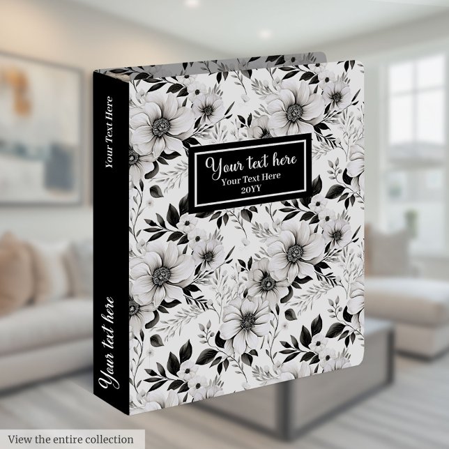 Classeur floral minimaliste dans des tons gris neu (Minimalist floral binder in neutral grey tones)