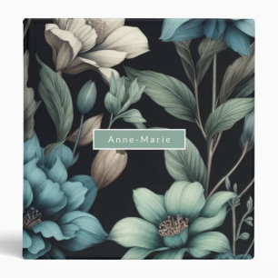 Classeur Floral moderne bleu noir girly élégant élégant