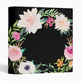 Classeur floral moderne de noir de guirlande