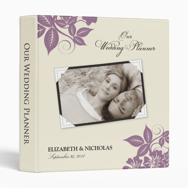 Classeur floral moderne de wedding planner (Devant/Côté)