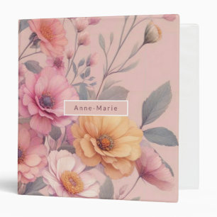 Classeur Floral moderne rose rose girly élégant élégant