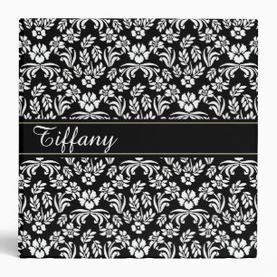 Classeur floral noir et blanc de coutume de motif