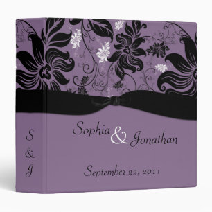 Classeur floral pourpre et noir de mariage