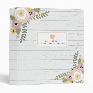 Classeur floral poussiéreux en bois gris de