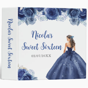 Classeur Floral Princesse en Sweet sixteen bleu marine
