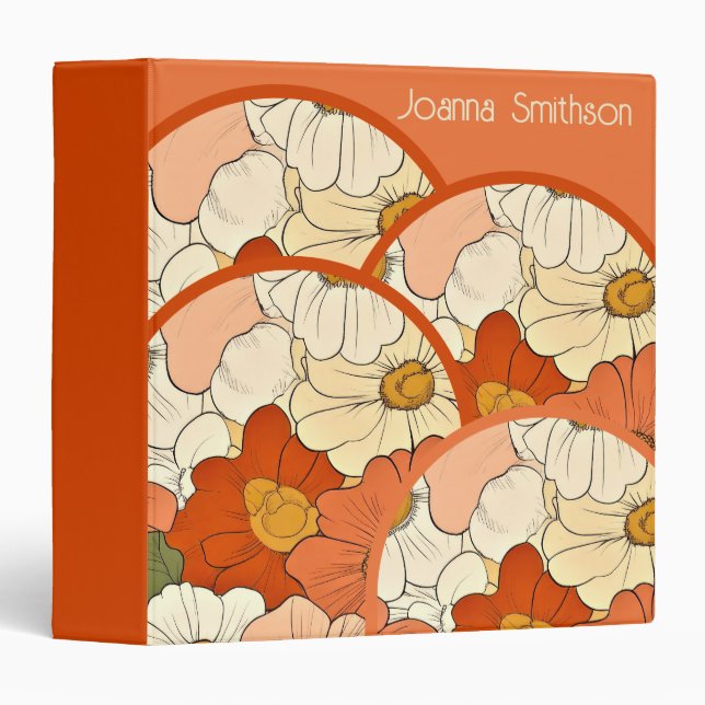 Classeur Floral Retro Orange Groove (Devant/Côté)