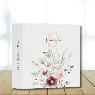 Classeur Floral rose personnalisé
