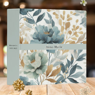 Classeur Floral rustique vintage élégant bleu clair