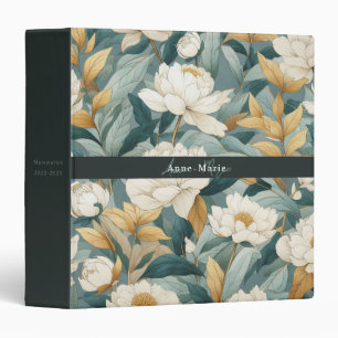 Classeur Floral rustique vintage pivoines bleu