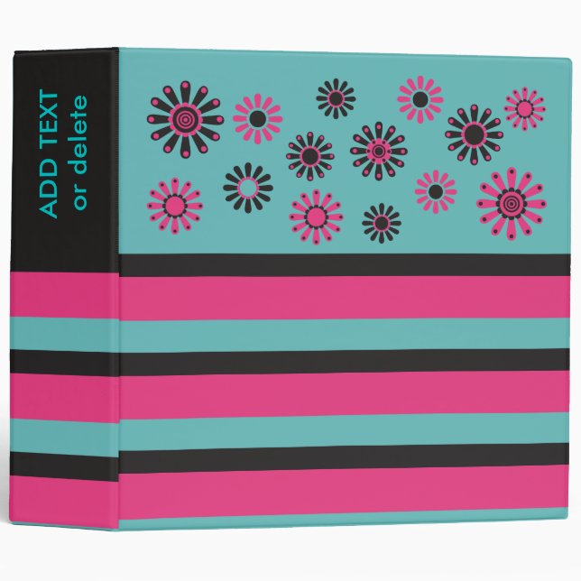 Classeur Floral sorbet 06 turquoise (Devant/Côté)